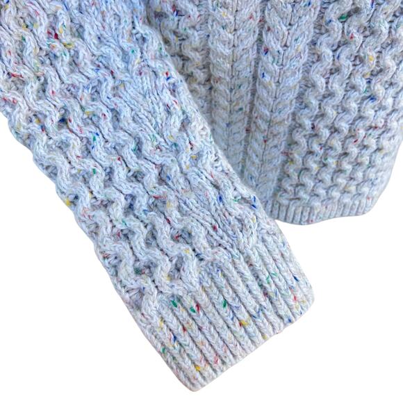 Lands End Knit Sweater Sz L 3D Chunky Knit Speckled Crew Neck Wool Blend Cozy - Picture 3 of 9